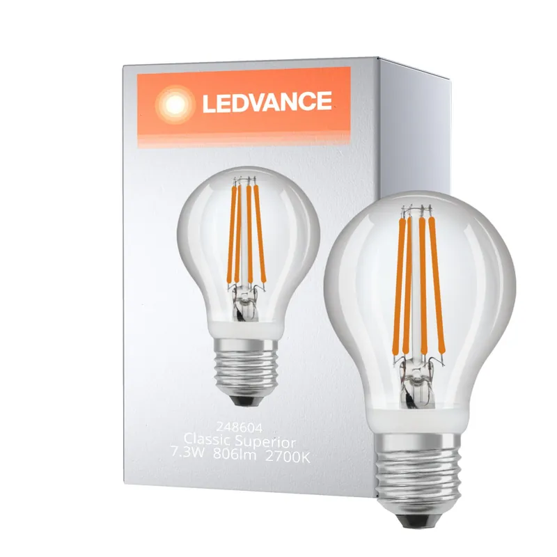 Ledvance Classic Superior LED E27 Pera con Filamento Clara 7.3W 806lm - 827 Luz muy Cálida | Reemplazo 60W Oferta