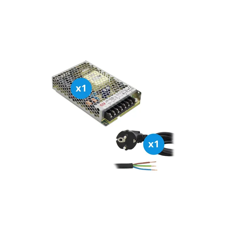 Mean Well Driver | LRS15024 | IP20 | 24V | 150W + Cable De Alimentación 2m con Tierra Liquidación