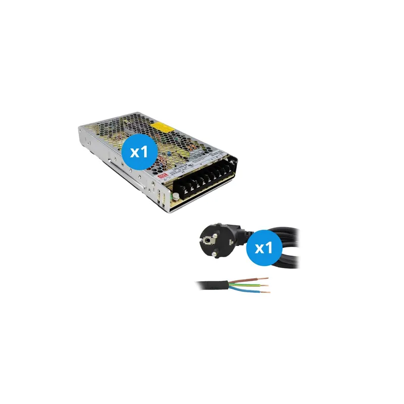 Mean Well Driver | LRS20024 | IP20 | 24V | 200W + Cable De Alimentación 2m con Tierra Popular