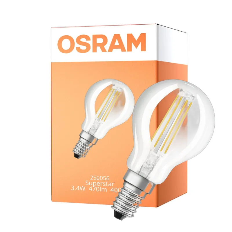 Stock Limitado Osram LED Superstar E14 Esférica Con Filamento Clara 3.4W 470lm - 940 Blanco Frio | Mejor Reproducción De Color - Regulable - Reemplazo 40W