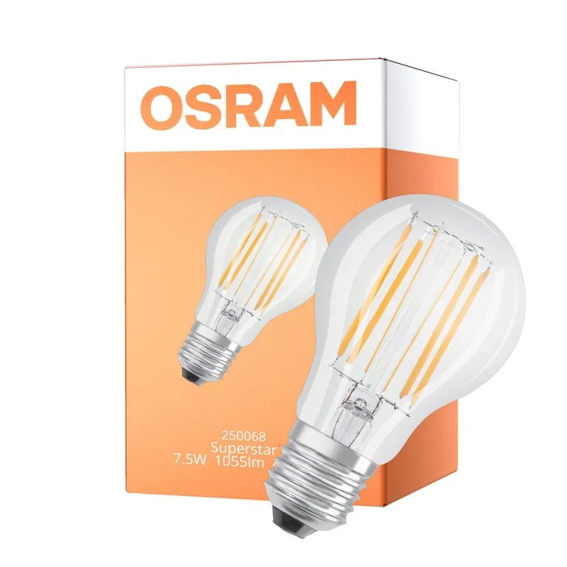 Osram LED Superstar E27 Pera Con Filamento Clara 7.5W 1055lm - 940 Blanco Frio | Mejor Reproducción De Color - Regulable - Reemplazo 75W Comprar En Línea