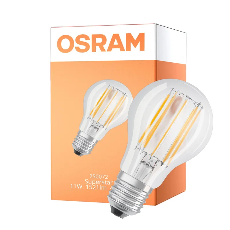 Favorito De Clientes Osram LED Superstar E27 Pera Con Filamento Clara 11W 1521lm - 940 Blanco Frio | Mejor Reproducción De Color - Regulable - Reemplazo 100W