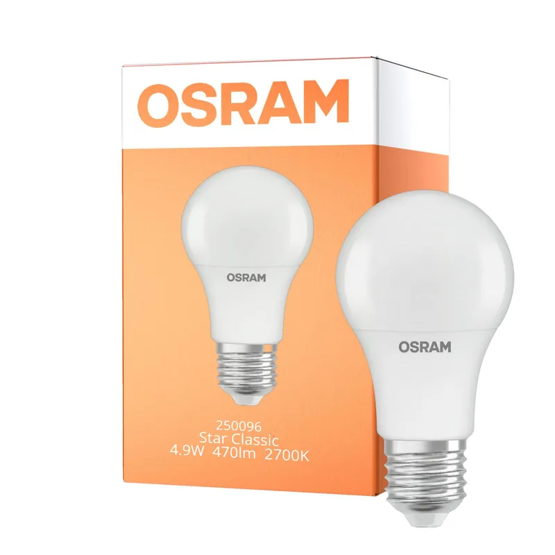 Precio Económico Osram LED Star Classic E27 Pera Mate 4.9W 470lm - 827 Luz Muy Cálida | Sensor De Luz - Reemplazo 40W