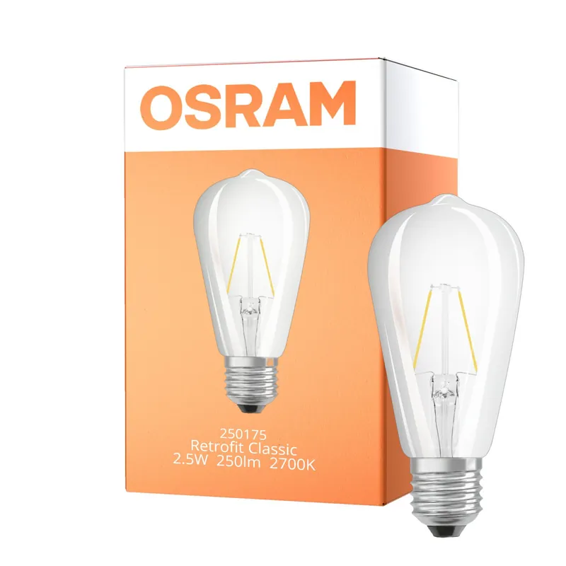Osram Classic LED E27 Edison Con Filamento Clara 2.5W 250lm - 827 Luz Muy Cálida | Reemplazo 25W Descuento