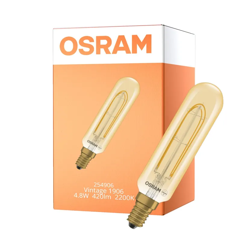 Osram Vintage 1906 LED Special Shapes E14 Tubular Ámbar 4.8W 420lm - 822 Luz Muy Cálida | Regulable - Reemplazo 40W A Buen Precio
