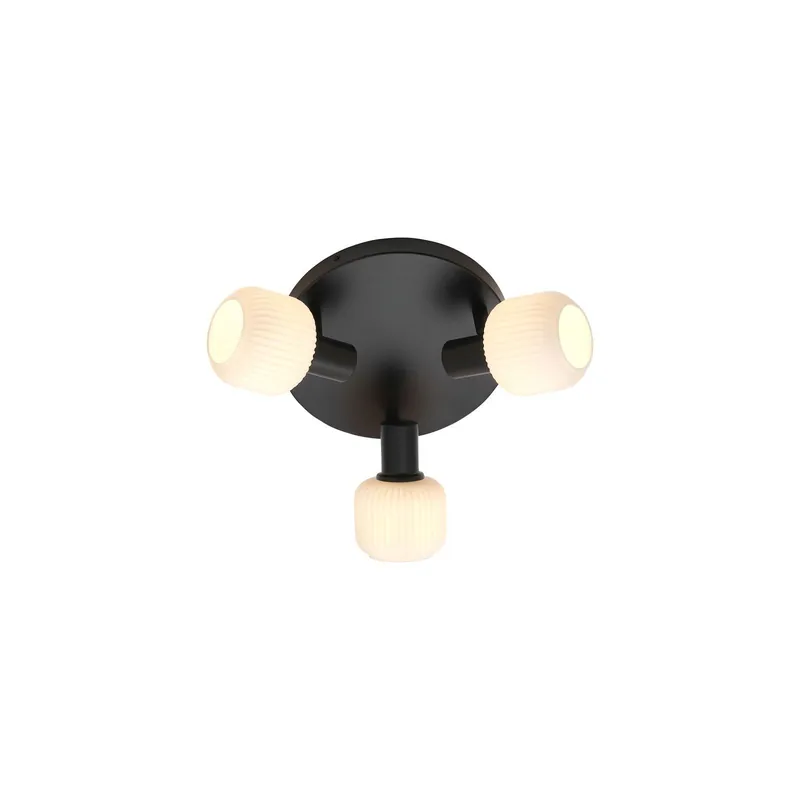 Venta Final Nordlux Milford Luz de techo Vidrio Mini 3-Rondel Negro | Apta para 3x E14