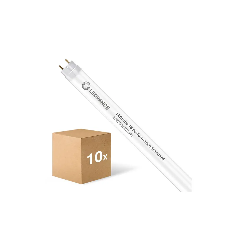 Última Oportunidad Multipack 10x Ledvance Tubo LED T8 Performance (EM/Mains) High Output 20W 3100lm - 840 Blanco Frio | 150cm - Reemplazo 58W
