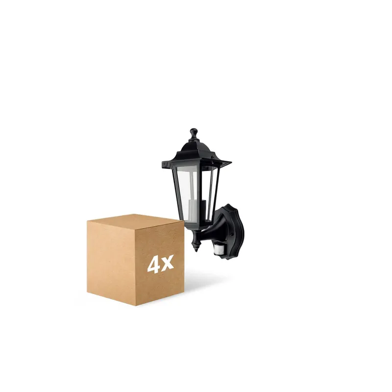 Barato Multipack 4x D'Lite Luz De Pared Helora Negro | IP44 - Apta para 1x E27 - Sensor De Movimiento