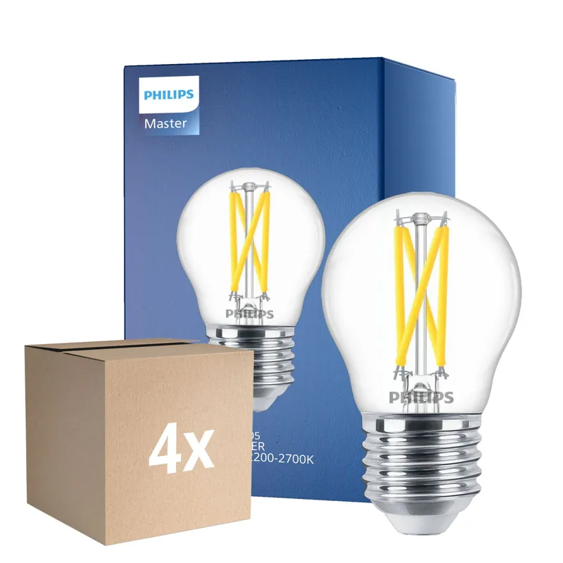 Envío Inmediato Multipack 4x Philips MASTER LED Lustre E27 Esférica Con Filamento Clara 2.5W 340lm - 922-927 Dim To Warm | Mejor Reproducción De Color - Regulable - Reemplazo 25W