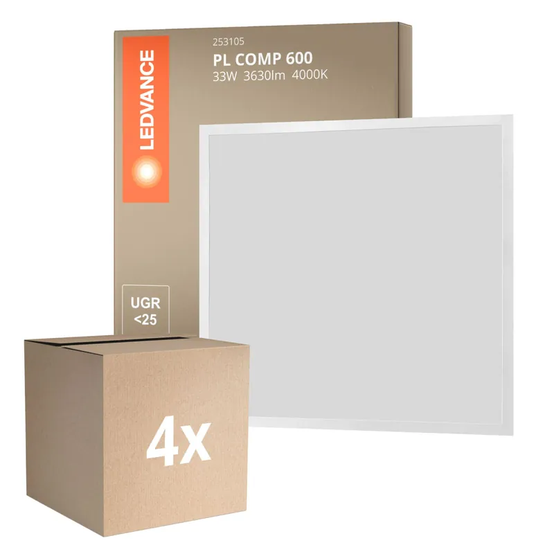 Multipack 4x Ledvance Panel LED Compacto Aluminium Blanco 33W 3630lm - 840 Blanco Frio | 60x60cm Solo Hoy