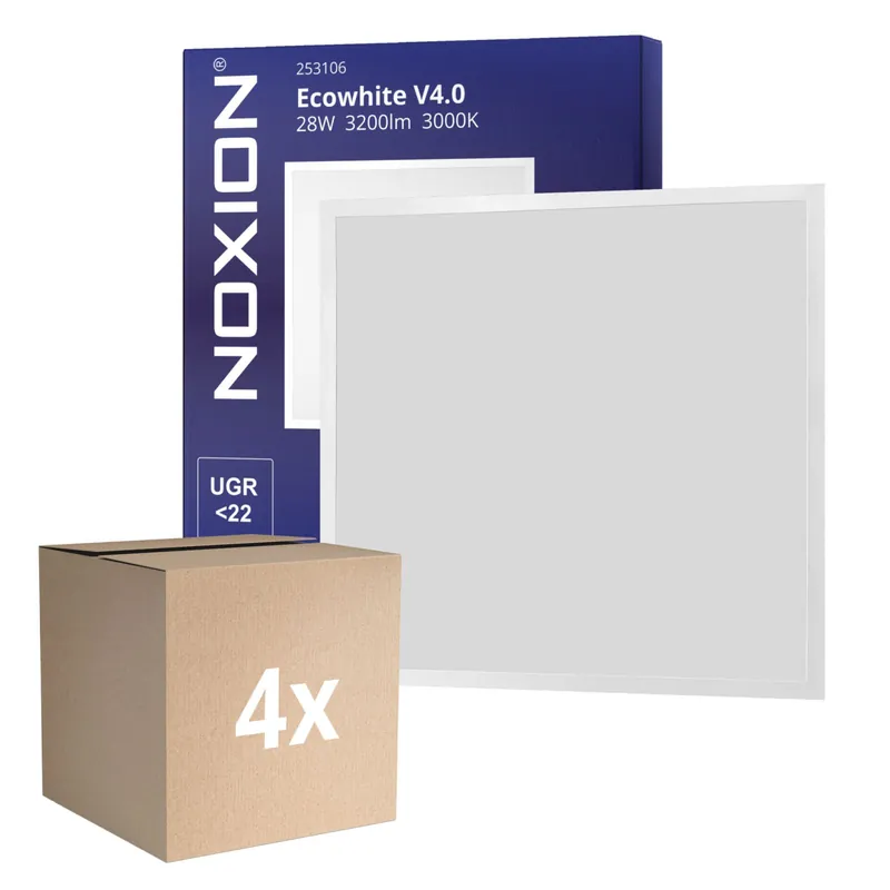 Precio Bajo Multipack 4x Noxion Panel LED Ecowhite V4.0 28W 3200lm - 830 Luz Cálida | 60x60cm - Philips driver