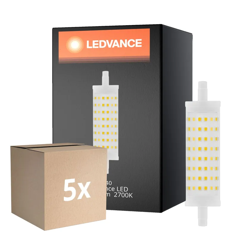 Popular Multipack 5x Ledvance Performance LED R7s doble Ended 118mm Clara 15W 2000lm - 827 Luz muy Cálida | Reemplazo 125W