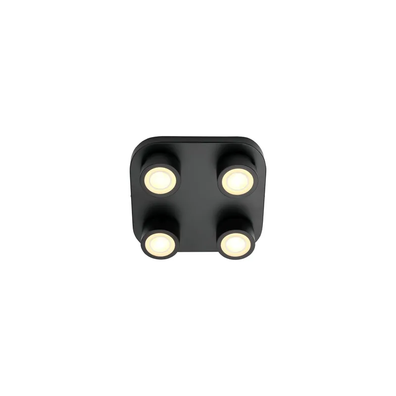 Nordlux Clyde Luz de techo 4-Foco Metal Negro 14W 950lm - 827 Luz Muy Cálida | 85mm - 3 Pasos Regulable Disponible Ahora