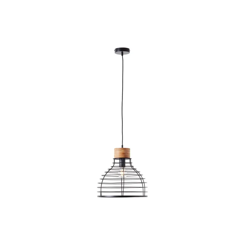 Garantía De Devolución De Dinero Brilliant Avia Colgante De Luz Metal Madera Negro | 350mm - Apta para 1x E27