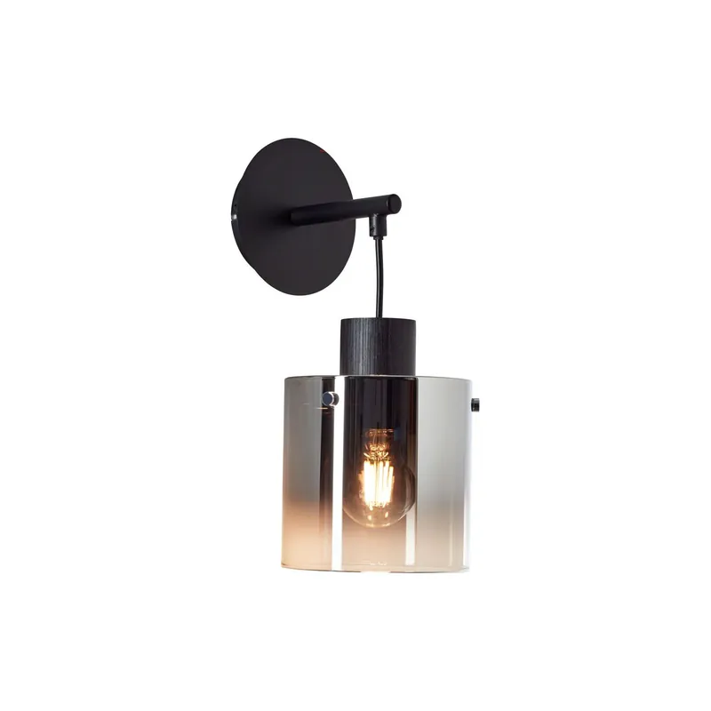 Brilliant Simonis Luz De Pared Vidrio Metal Smoke Negro | Apta para 1x E27 Marca Reconocida