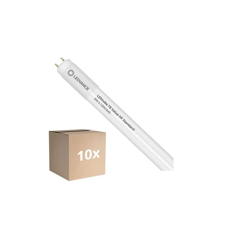 Multipack 10x Ledvance Tubo LED T8 Value (HF) Standard Output 8W 900lm - 840 Blanco Frio | 60cm - Reemplazo 18W Descuento