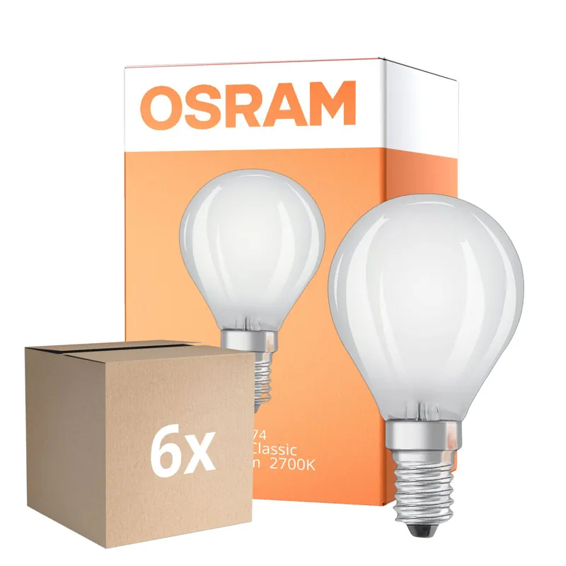 Oferta Especial Multipack 6x Osram Classic LED E14 Esférica Con Filamento Mate 1.5W 136lm - 827 Luz Muy Cálida | Reemplazo 15W