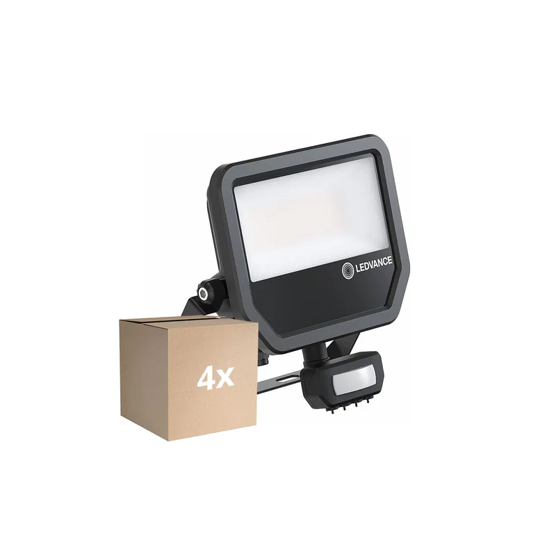 Multipack 4x Ledvance Proyector LED Aluminium Negro 41W 5500lm 100D - 830 Luz Cálida | IP65 - Sensor De Movimiento Y Luz - Simétrico Liquidación