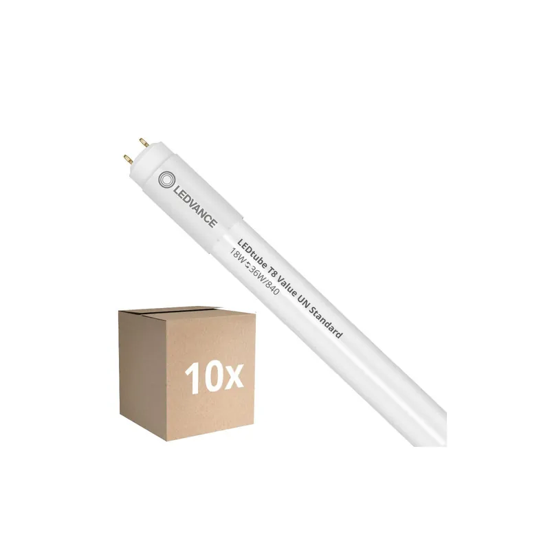 Multipack 10x Ledvance Tubo LED T8 Value (UN) High Output 18W 2000lm - 840 Blanco Frio | 120cm - Reemplazo 36W Económico