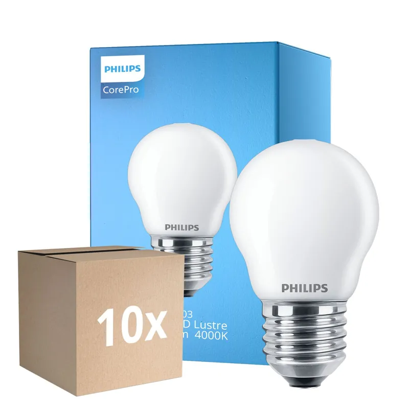 Promoción Exclusiva Multipack 10x Philips Corepro LED Lustre E27 Esférica Mate 6.5W 806lm - 840 Blanco Frio | Reemplazo 60W