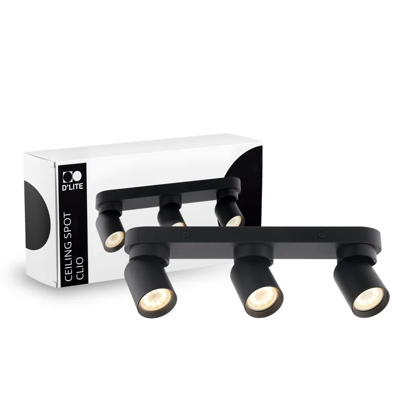Precio De Fábrica D'Lite Techo Foco Clio Negro Ajustable| Apta para 3x GU10