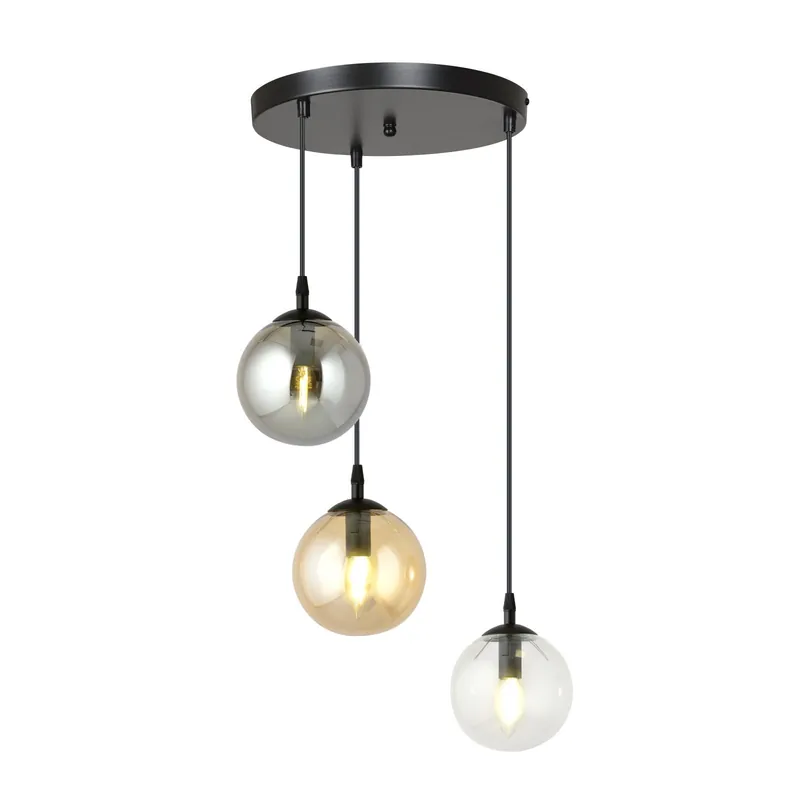 Certificado Emibig Colgante De Luz Cosmo Acero Negro | Apta para 3x E14 - Max 10W