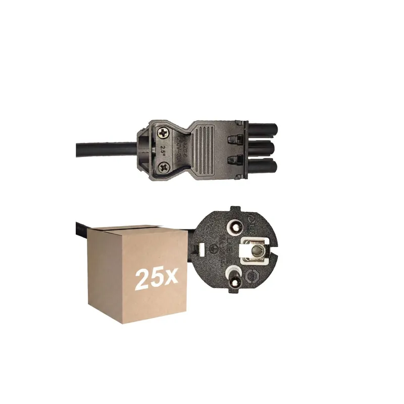 Última Versión Multipack 25x Noxion GST-Compatible Cable de alimentación - Hembra + Schuko Europlug - Negro 1.5m - 3 pole 0.75mm2