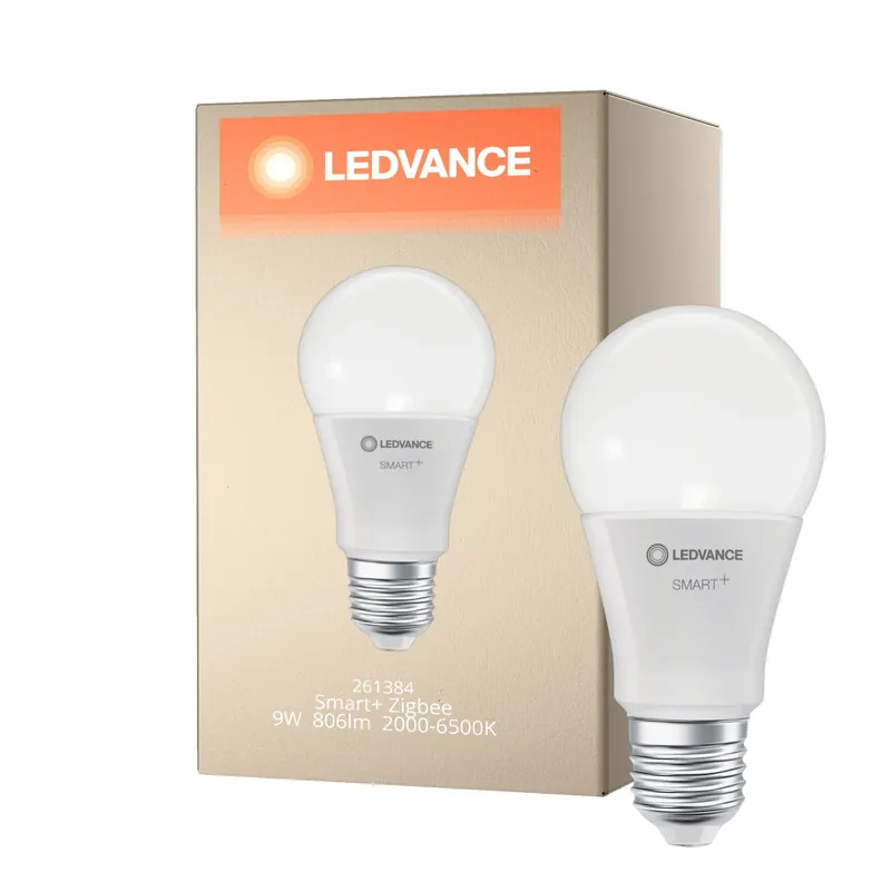 Alta Calidad Ledvance Smart+ Zigbee E27 A60 9W 806lm - 820-865 Ajustable Blanco | RGBW - Regulable - Reemplazo 60W