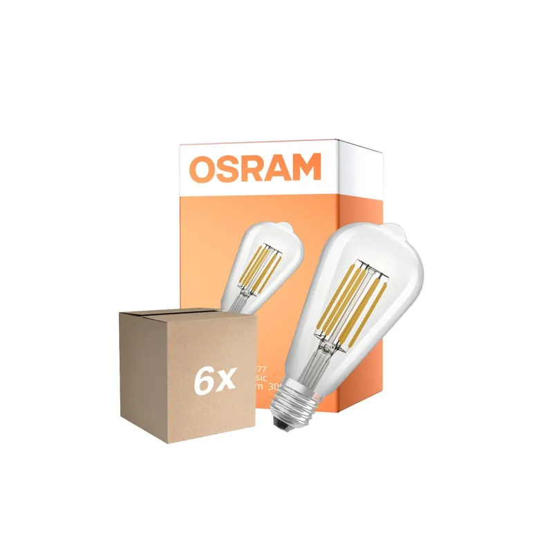 Liquidación Multipack 6x Osram Classic LED E27 Edison Con Filamento Clara 3.8W 806lm Ultra Efficiency - 830 Luz Cálida | Reemplazo 60W