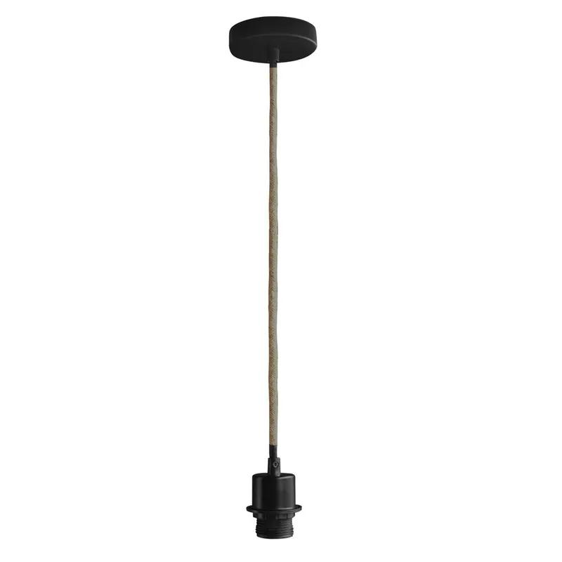 Support lampe de plafond E27 noir effet corde Precio Rebajado