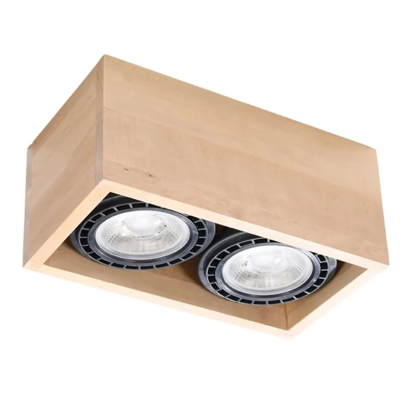 Oferta Foco de superficie Eaxa 2 luces, madera natural