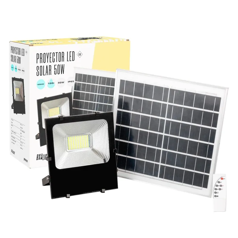 Bestseller Foco Proyector LED 50W 5.000Lm 6000ºK Solar Sensor 50W + Control Remoto Panel 6V/15W 40.000H