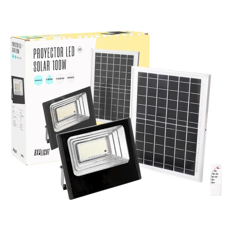 Proyector LED Solar 120W 6500K Panel: 6V/15W Batería: 3,2V/8000MaH Control Remoto No Te Lo Pierdas