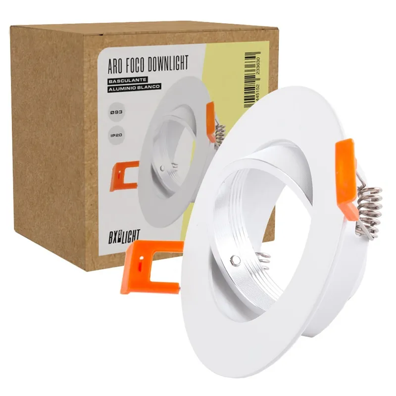 Foco Downlight Circular Basculante Aluminio Blanco Ø93mm IP25 Descuento