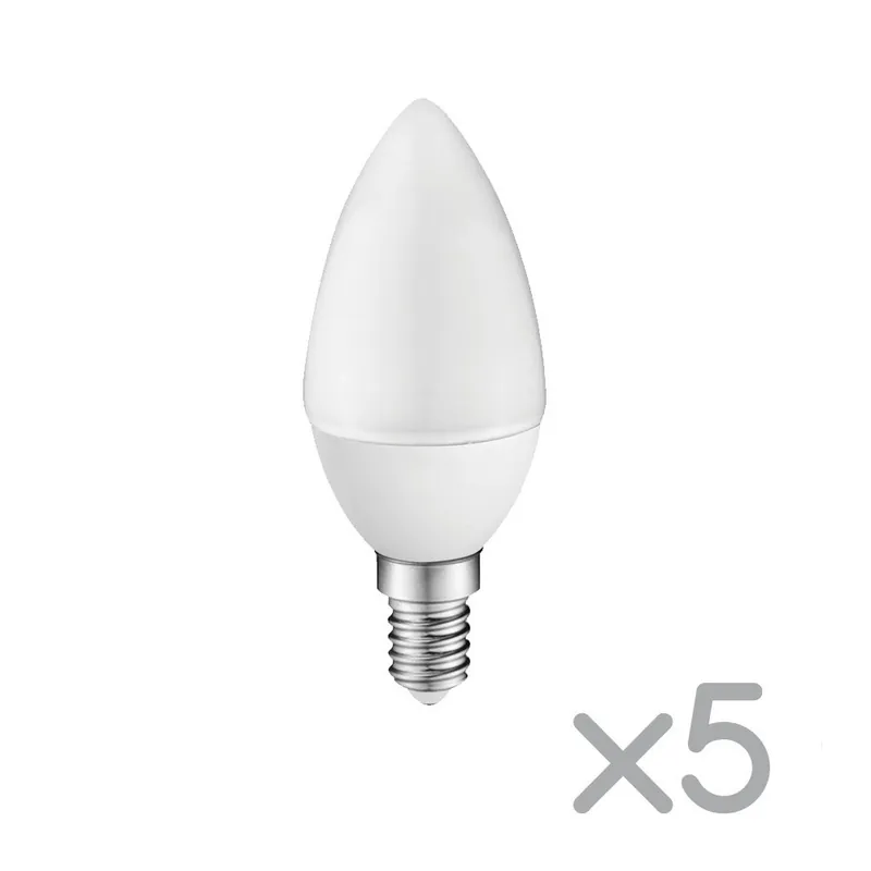 Ordena Ya Pack 5 x Bombilla LED A2BC Vela E14 6W (luz fría)