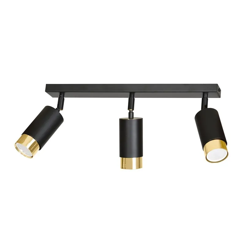 Envío Inmediato Regleta de focos Mura Negro/Oro (3 luces)