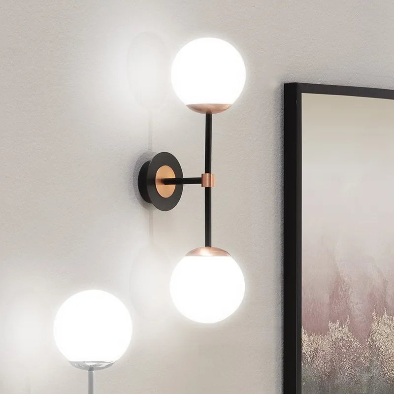 Aplique de pared Merasi Negro-Cobre (2 luces) Oferta