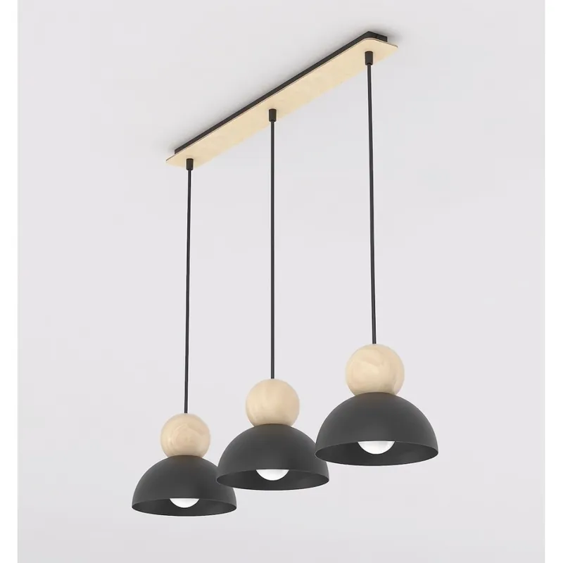 A Buen Precio Lámpara colgante Reta Negro (3 luces)