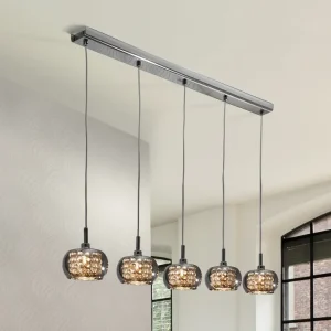 Lámpara de techo colgante Schuller Arián 5 luces brillo. espejado acero Últimas Unidades