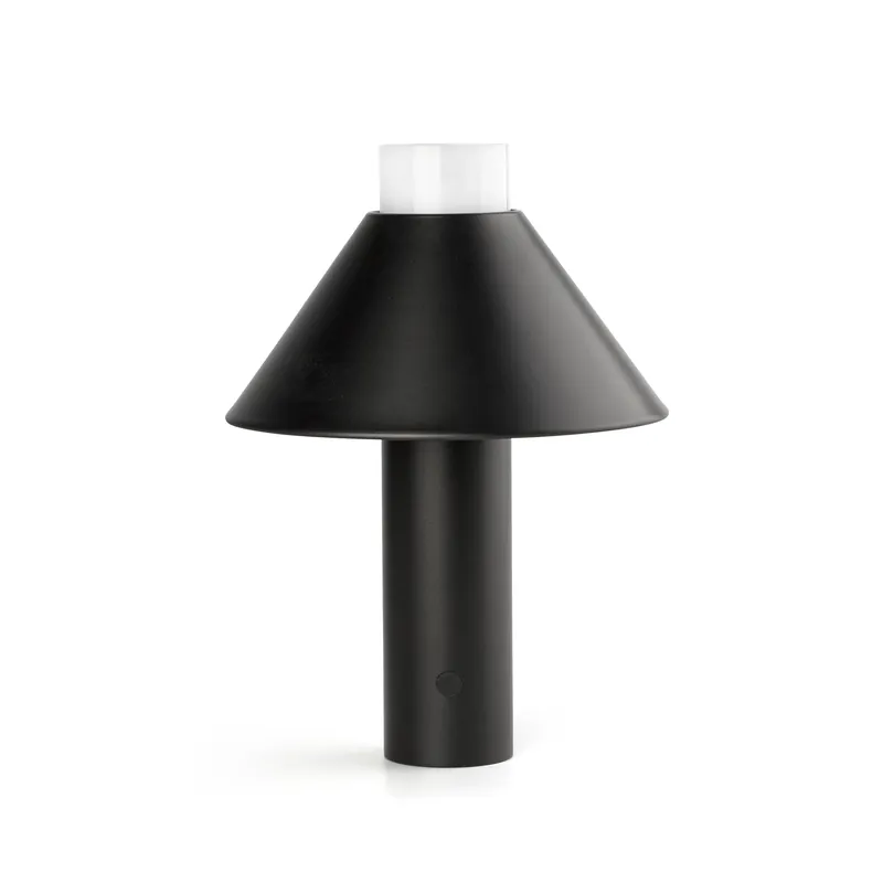 Última Oportunidad Lámpara de mesa de exterior portátil Faro Fuji 24cm LED negro satinado 2700K IP44 opal 74465