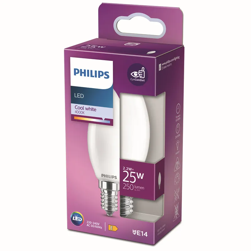 Comprar En Línea Bombilla LED Vela Philips mate B35 2,2W E14 250lm