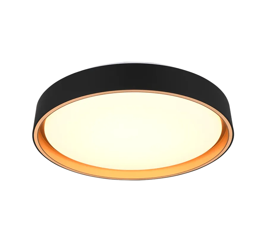 Precio Rebajado Plafón de techo Trio Felis LED negro y dorado CCT regulable con mando Ø40cm R64391080